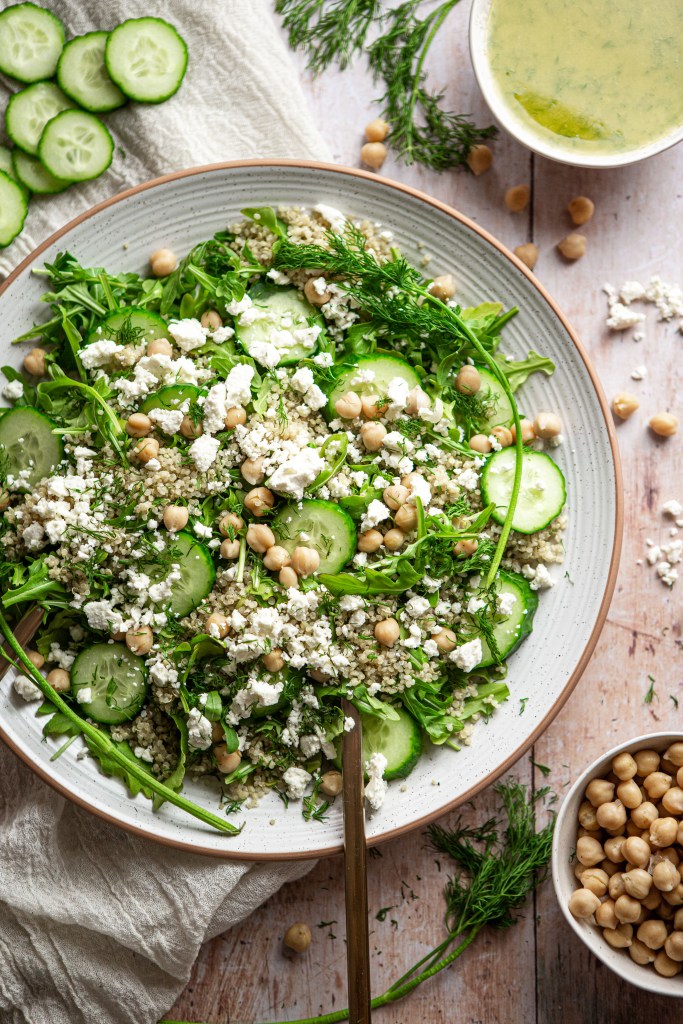 Cucumber Dill Quinoa Salad with Chickpeas and Arugula Tastes of Thyme
