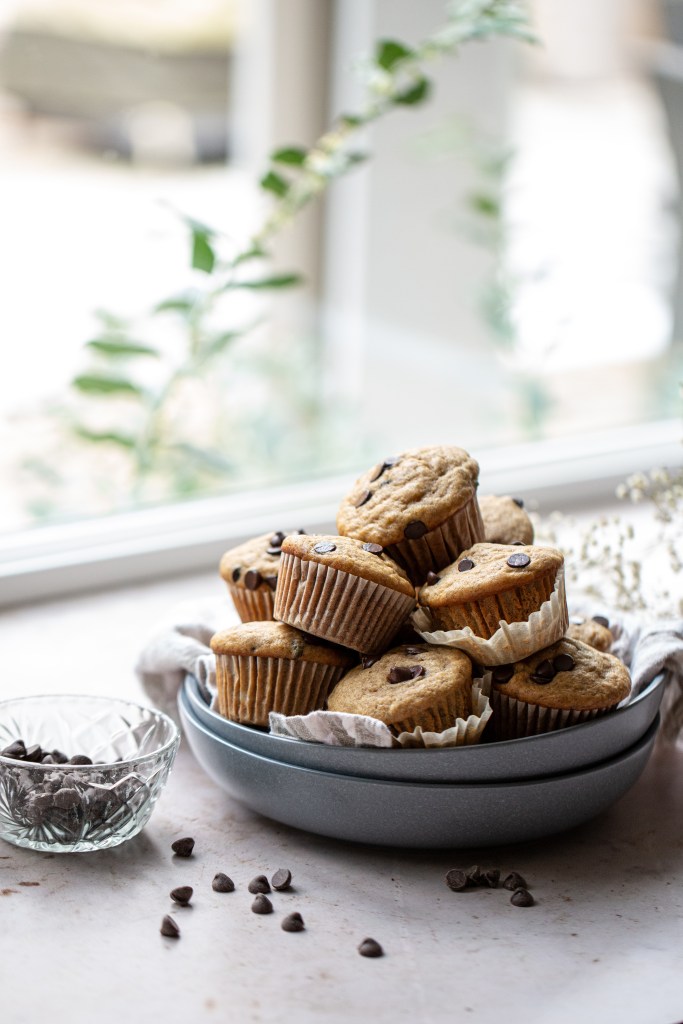muffins in a large bowl on a window sill